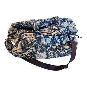 Vera Bradley Blue Nautical Print Quilted Travel Bag